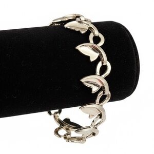 Vintage Sperry Silver-Tone Leaf Link Bracelet‎ Signed 8 Inch